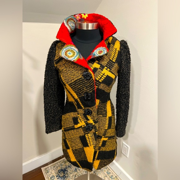 An Ren New York Jackets & Blazers - AN REN NEW YORK Multicolor Wool Knit Coat 🖼️